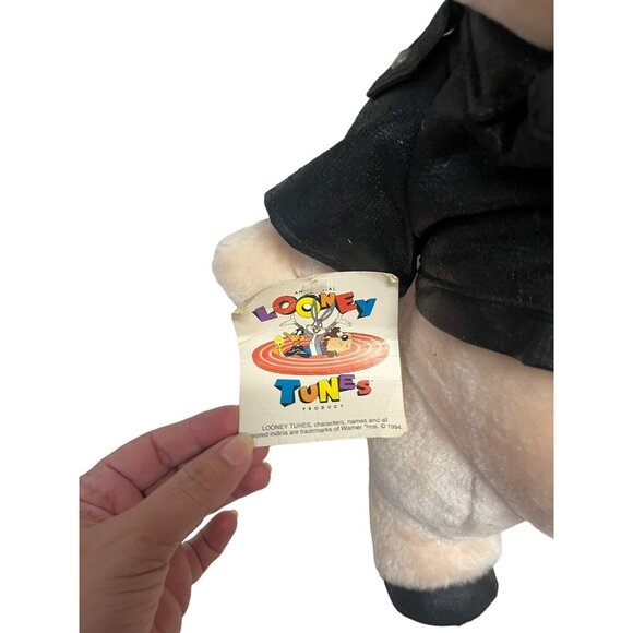 Looney Tunes 1995 Porky Pig That's All Folk's Plush Stuffed Leather Jacket 22” - Picture 2 of 10